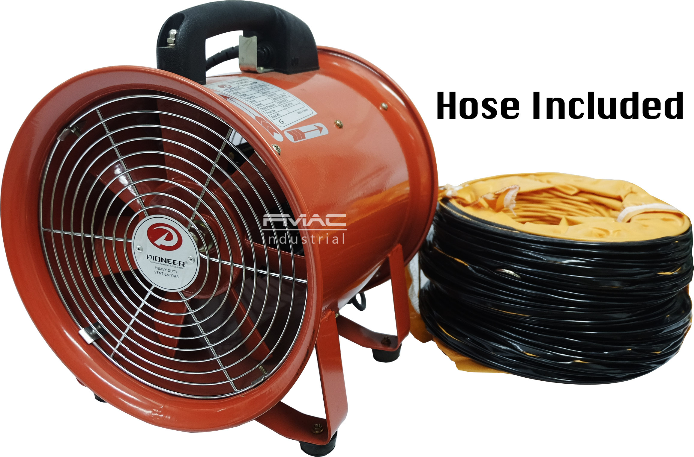 Pioneer Industrial Air Blower Ventilator 12 Hose Included with measurements 2314 X 1527