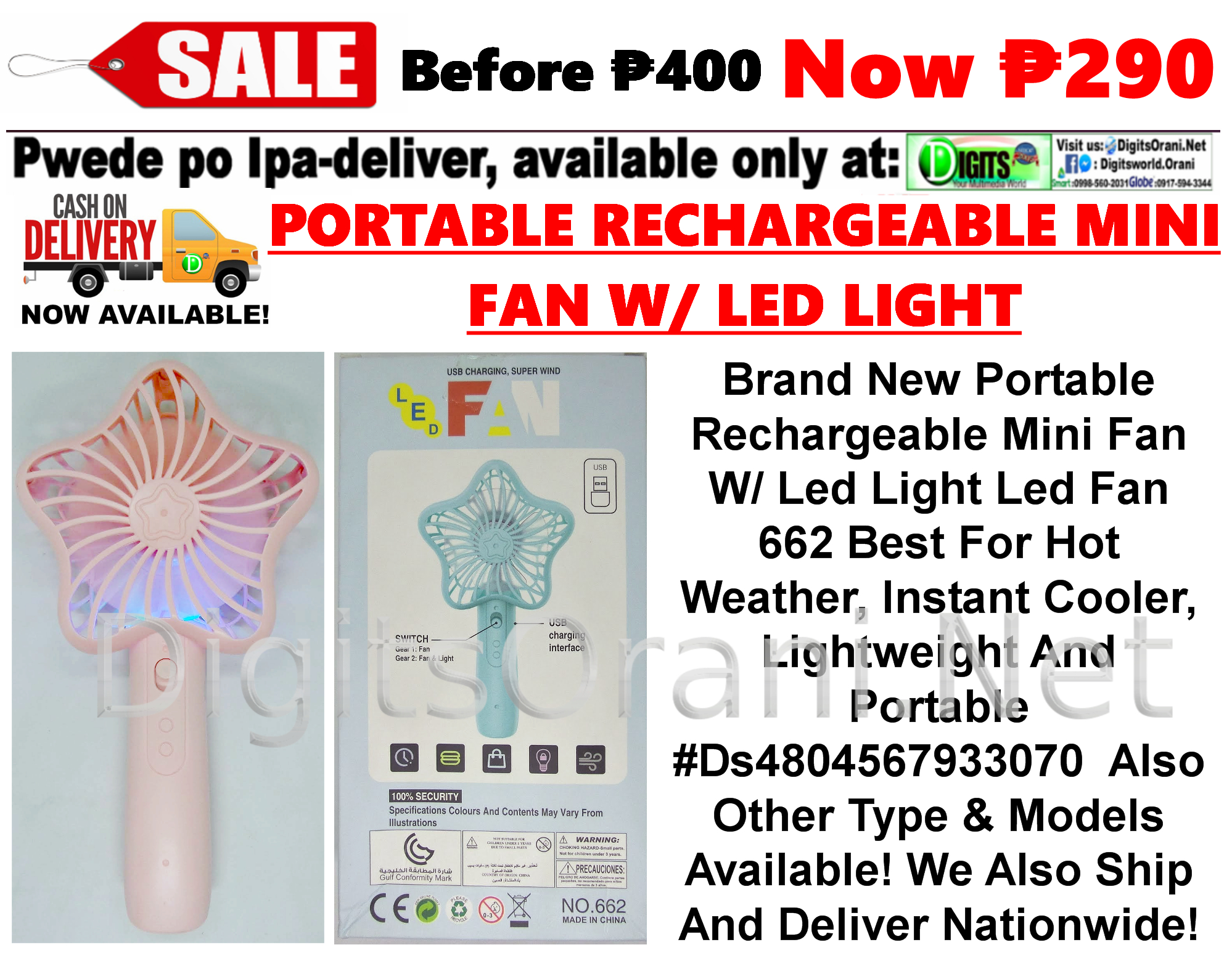 Portable Rechargeable Mini Fan W Led Light Led Fan 662 Best For Hot Weather Instant Cooler Lightweight And Portable Ds4804567933070 regarding measurements 1998 X 1555