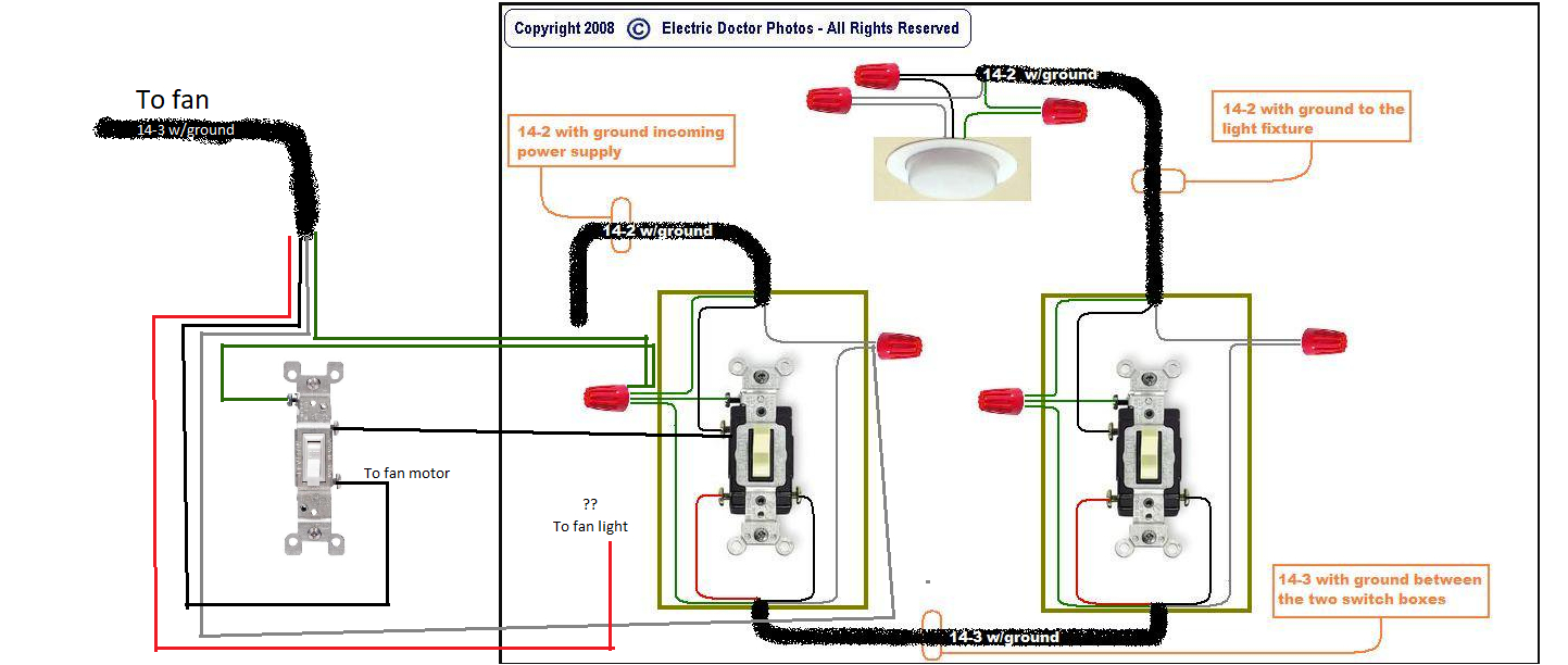 Power A Ceiling Fan Motor And Light From The Supply Side Of for proportions 1443 X 612