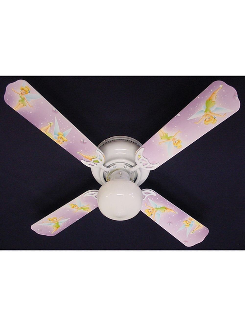 Purple Disney Tinkerbelle Print Blades 42in Ceiling Fan Light Kit throughout measurements 1001 X 1335
