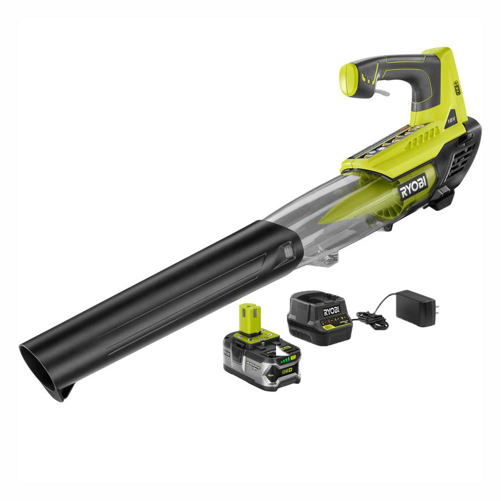 Ryobi One 100 Mph 280 Cfm Variable Speed 18 Volt Lithium Ion Cordless Jet Fan Leaf Blower 4ah Battery And Charger Included pertaining to sizing 1000 X 1000