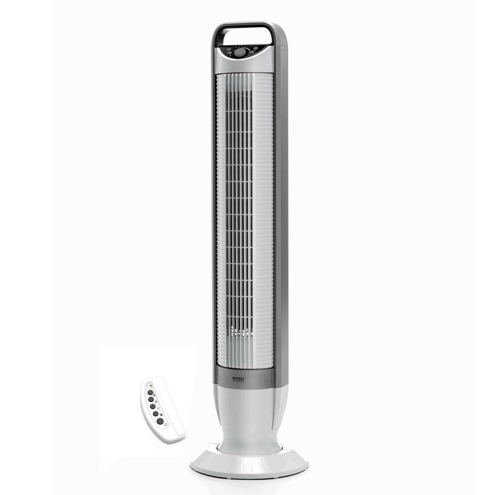 Seville Classics White Ultraslimline 40 In Oscillating Tower Fan With Tilt Feature pertaining to proportions 1000 X 1000