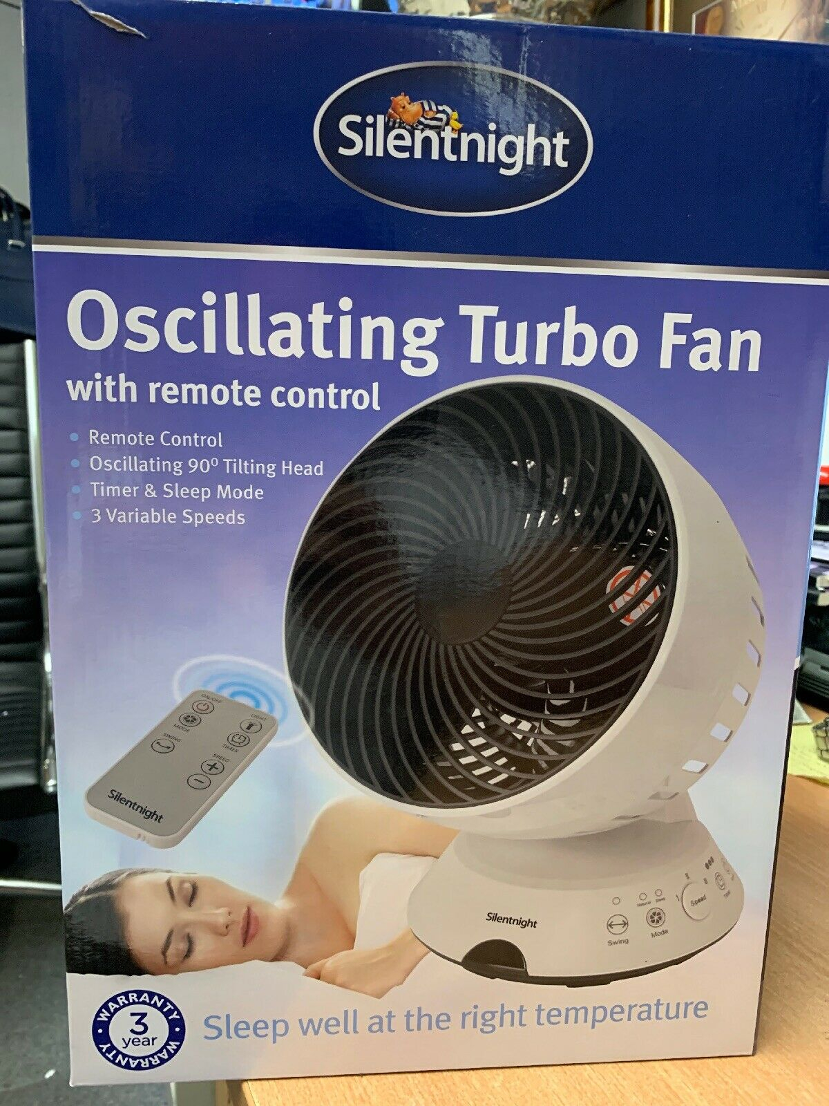 Silentnight 90 Oscillating Turbo Fan With Timer And Remote Control In White in size 1200 X 1600