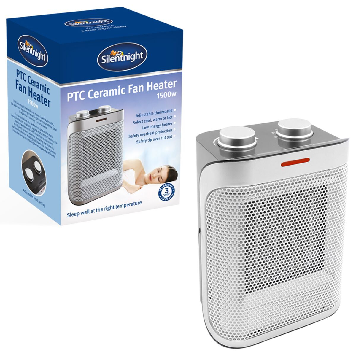 Silentnight Ptc Ceramic Heater 1500w intended for dimensions 1200 X 1200