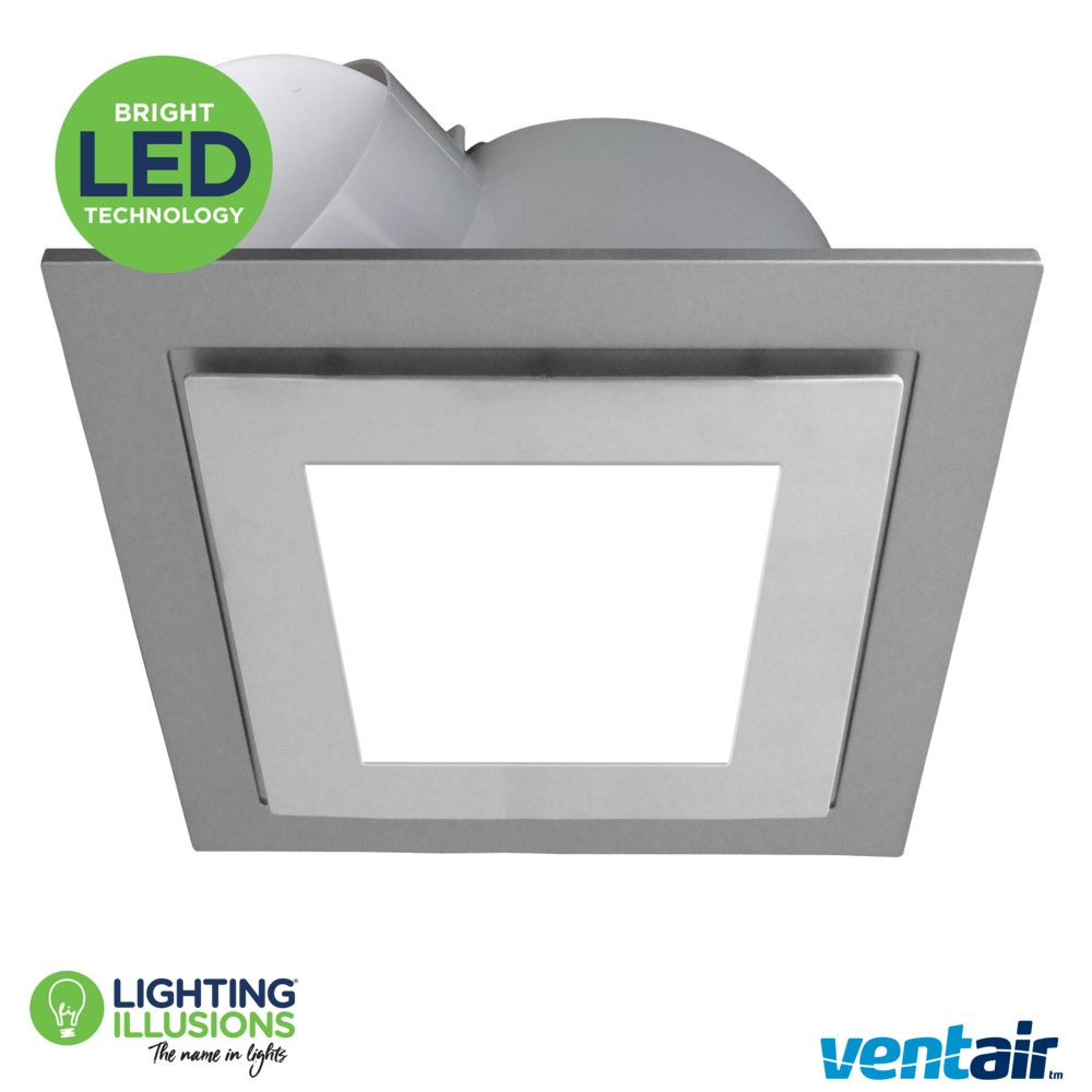 Silver Square Ventair Airbus 250 Pro V Bathroom Exhaust Fan With 14w Led Light inside sizing 1000 X 1000