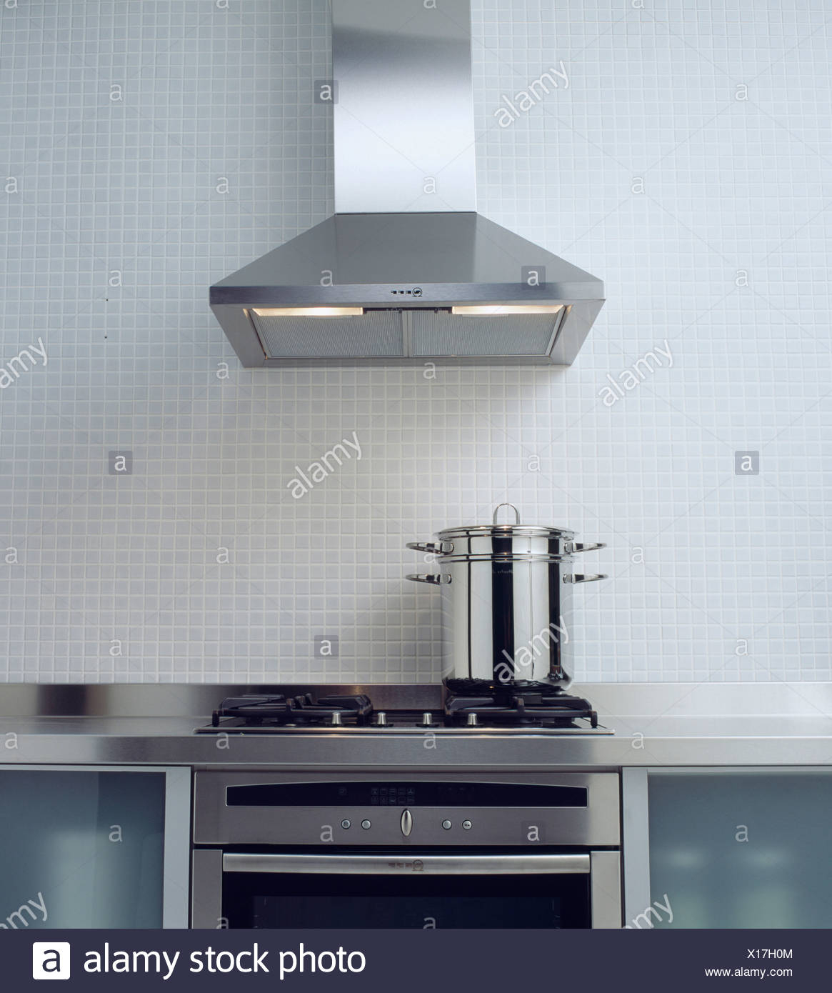Stainless Steel Extractor Fan Above Pan On Hob In Modern regarding sizing 1165 X 1390
