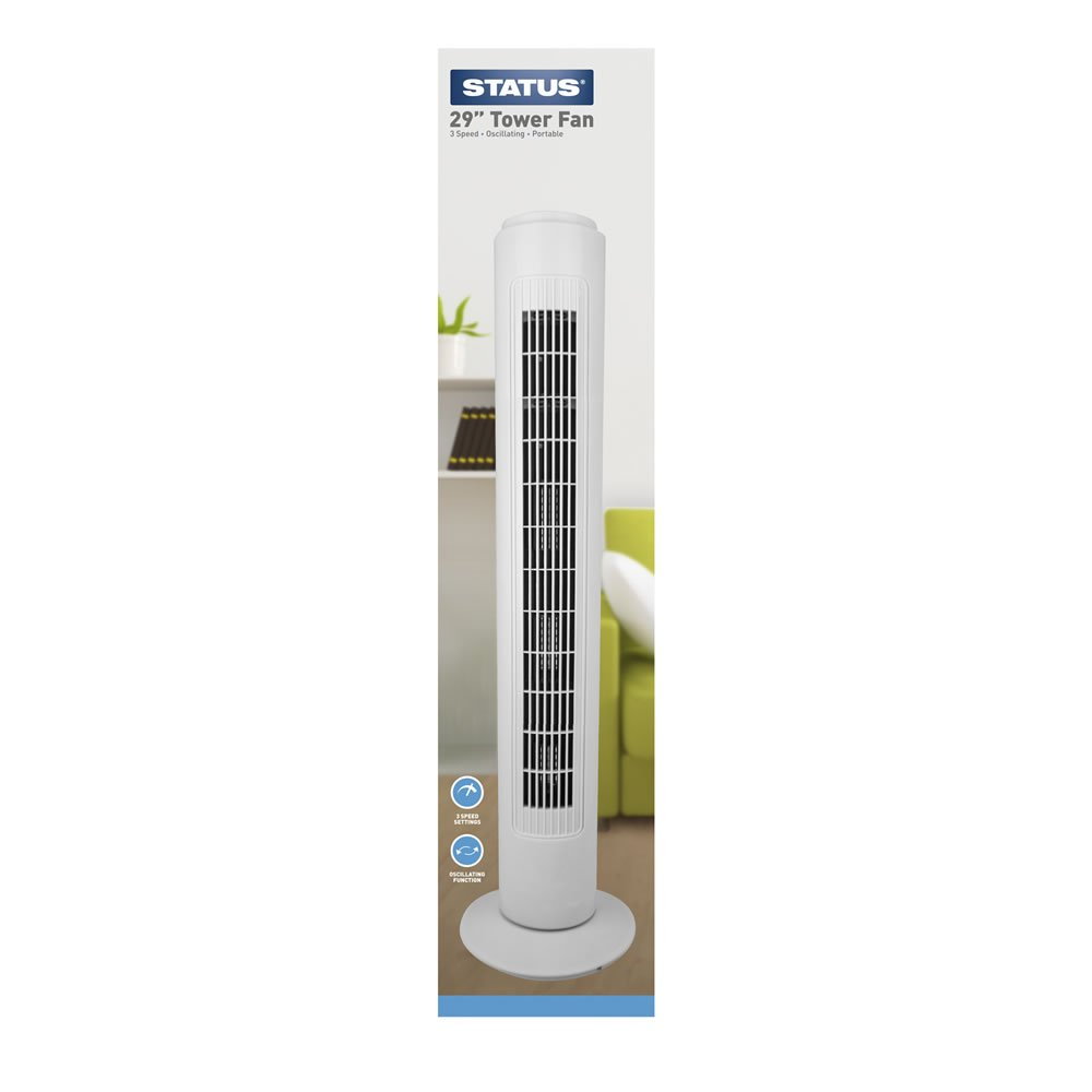 Status 29 Inch Tower Fan 3 Speed Setting White with sizing 1000 X 1000