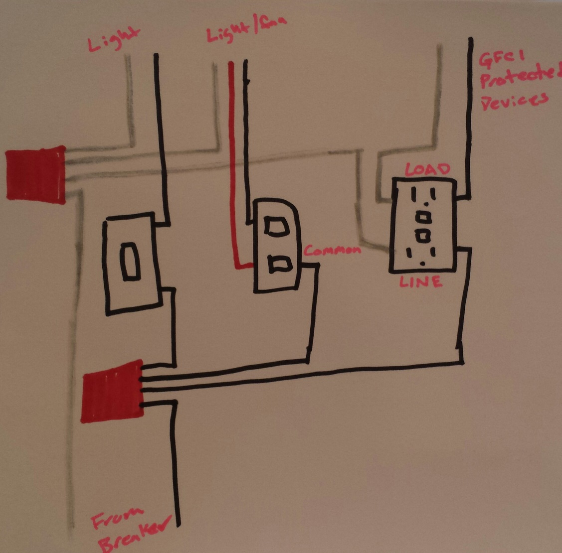 Taking Power From Double Light Switch To Gfci Outlet Home intended for measurements 1127 X 1110