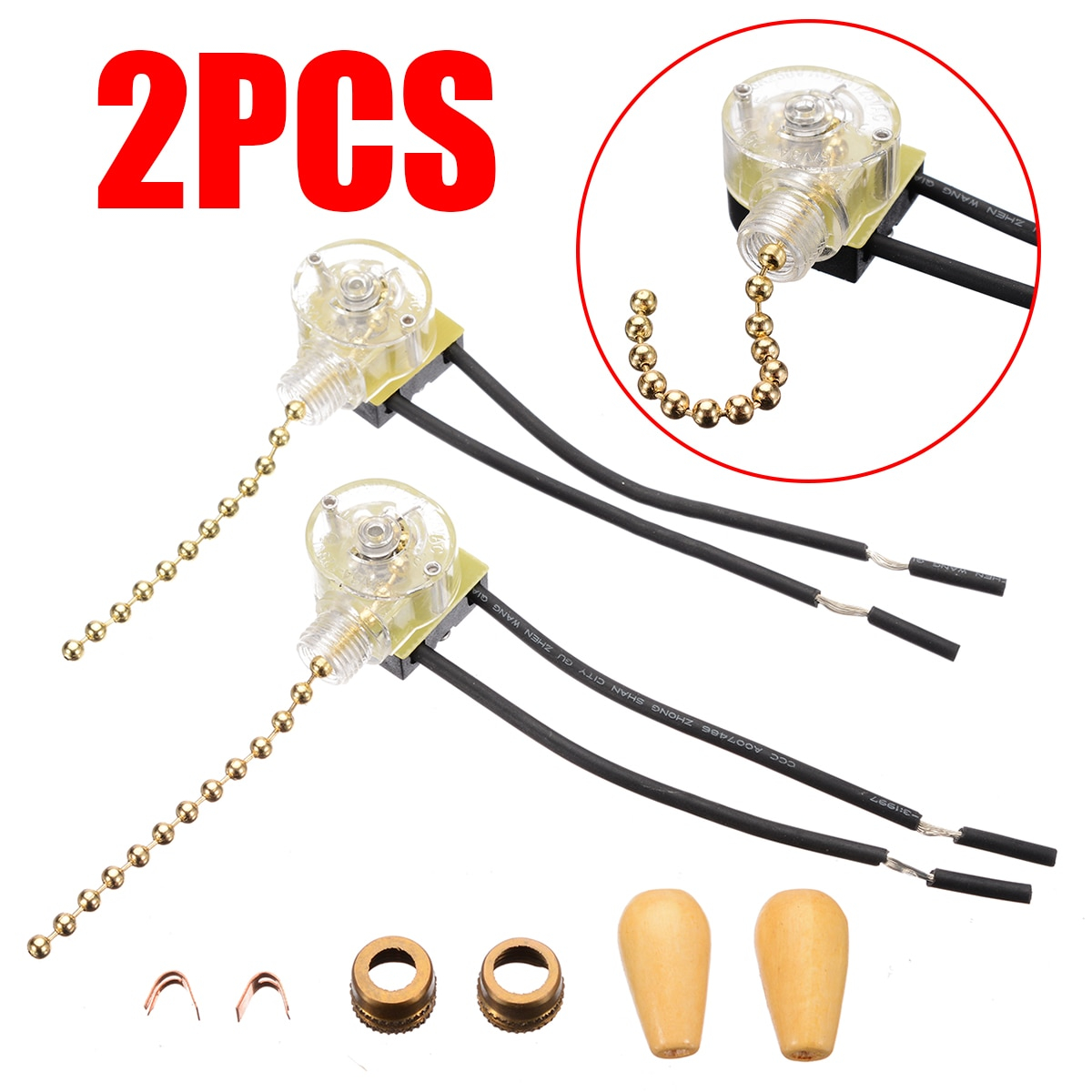 Us 191 30 Off2pcs Pull Chain Switches 3a250v 6a125v Ceiling Fan Wall Lamp Lights Easy Touched Switch 2 Wire Connector Mayitrswitches with regard to size 1200 X 1200