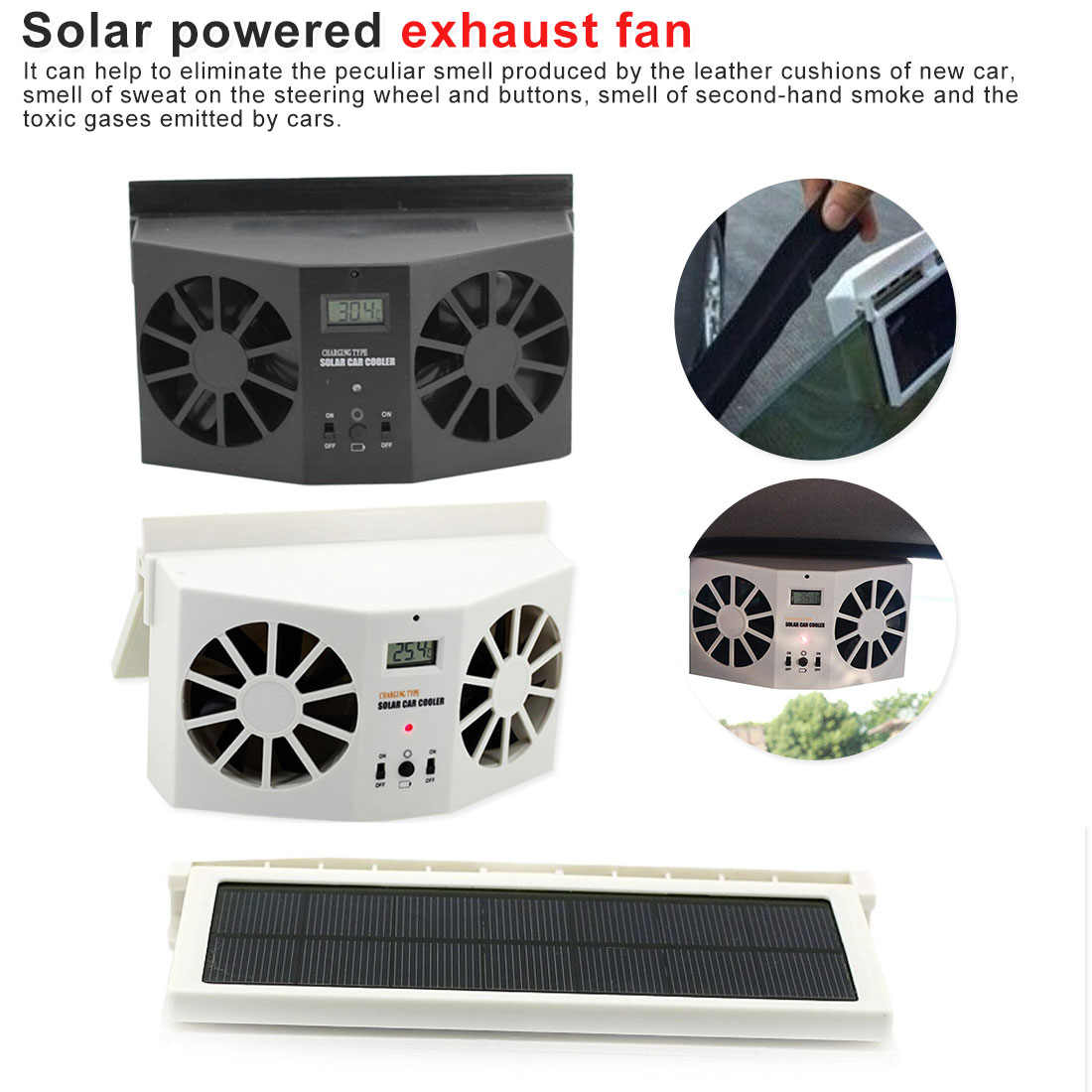 Us 1966 43 Offcar Solar Powered Exhaust Fan Folding Solar Powered Auto Car Window Air Vent Cooling Dual Fan Mini Cooler Radiator Car Inverters throughout proportions 1100 X 1100