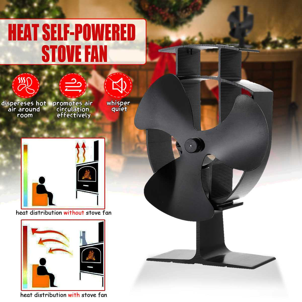 Us 3067 32 Offblack 3 Blade Heat Powered Stove Fan Silent Heat Power Fireplace Fan No Electricity Required Thermal Power Stove Fanfireplaces throughout dimensions 1200 X 1200
