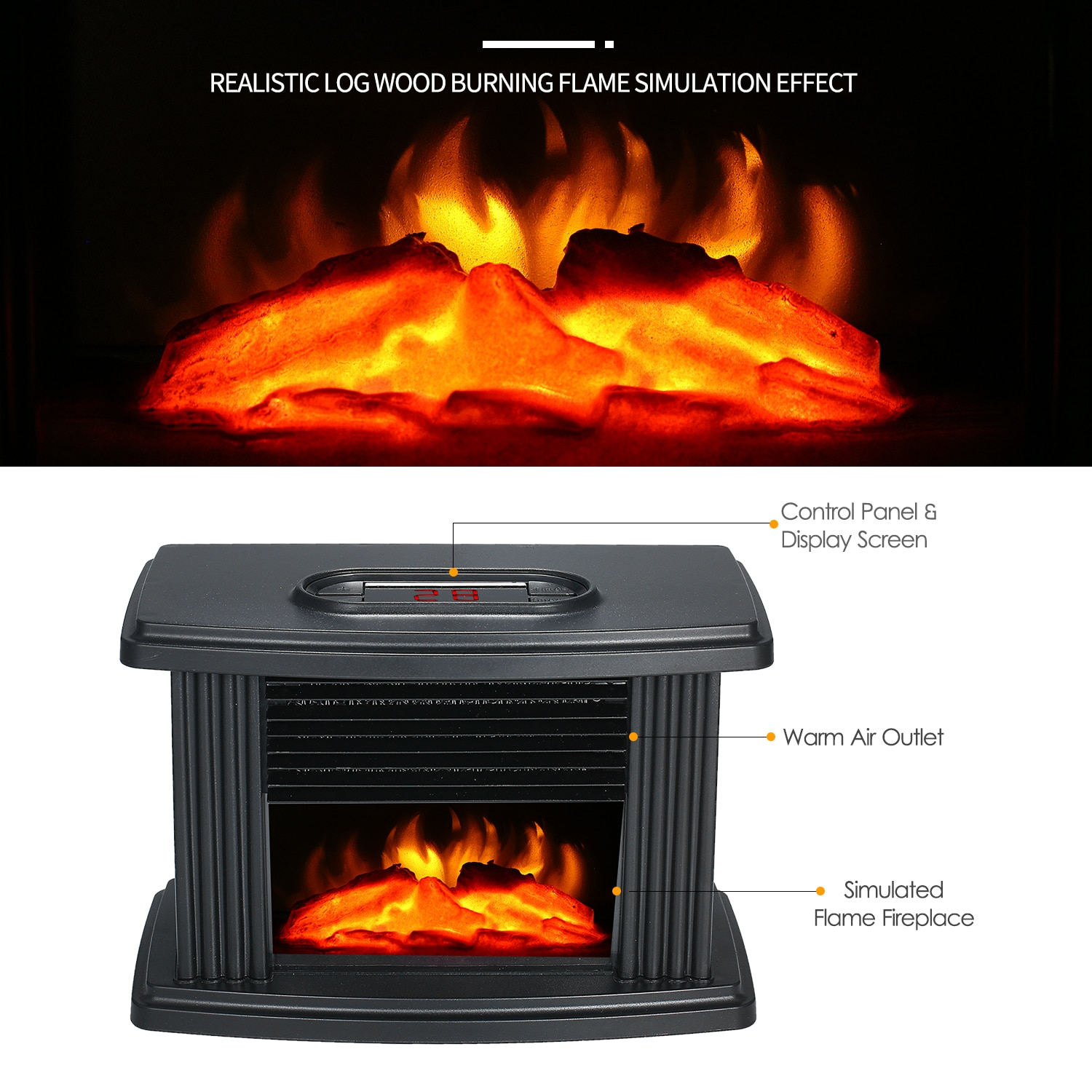 Us 3146 38 Off1000w Desktop Electric Fireplace Heater With Log Flame Effect Warm Air Heater Warm Small Warm Air Blower Fan Table Heater intended for dimensions 1500 X 1500