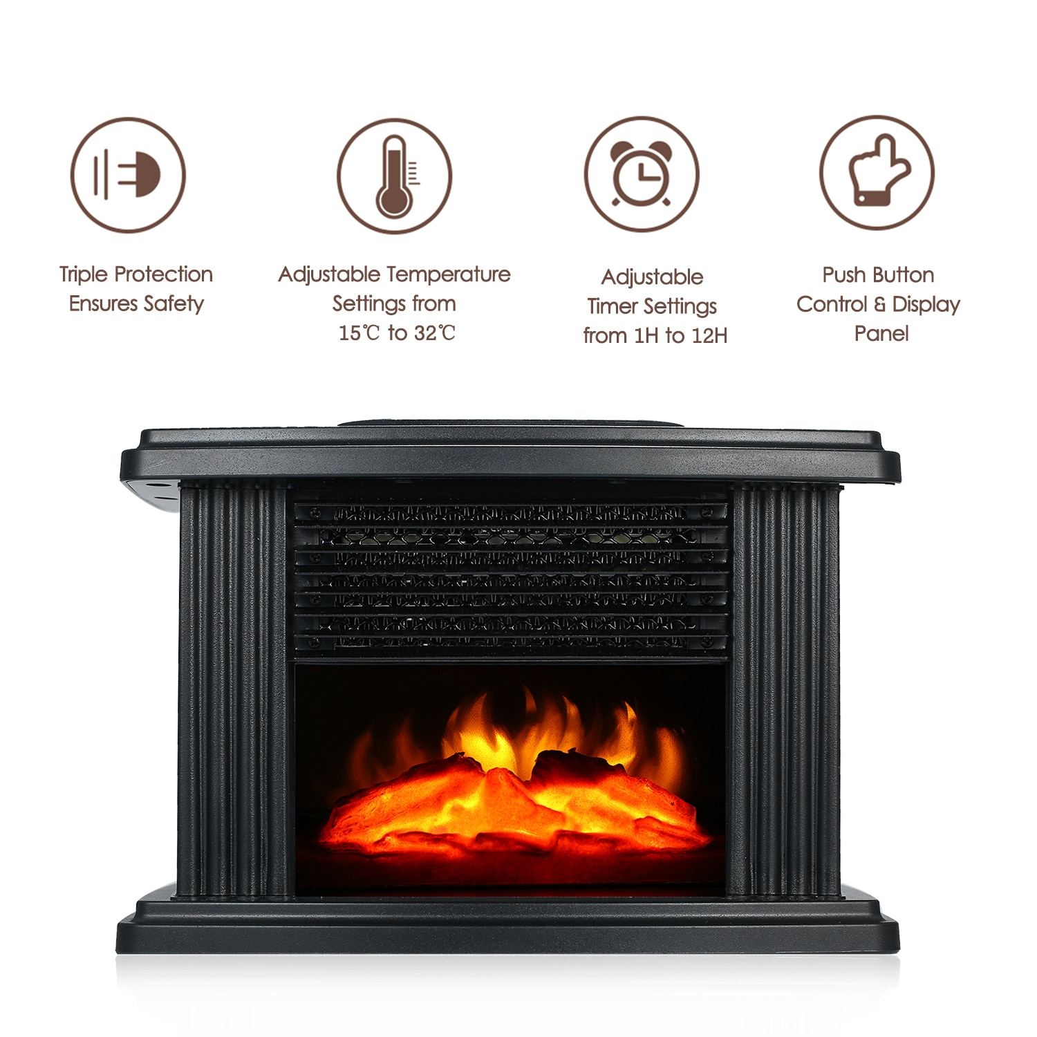 Us 3146 38 Off1000w Desktop Electric Fireplace Heater With Log Flame Effect Warm Air Heater Warm Small Warm Air Blower Fan Table Heater throughout proportions 1500 X 1500