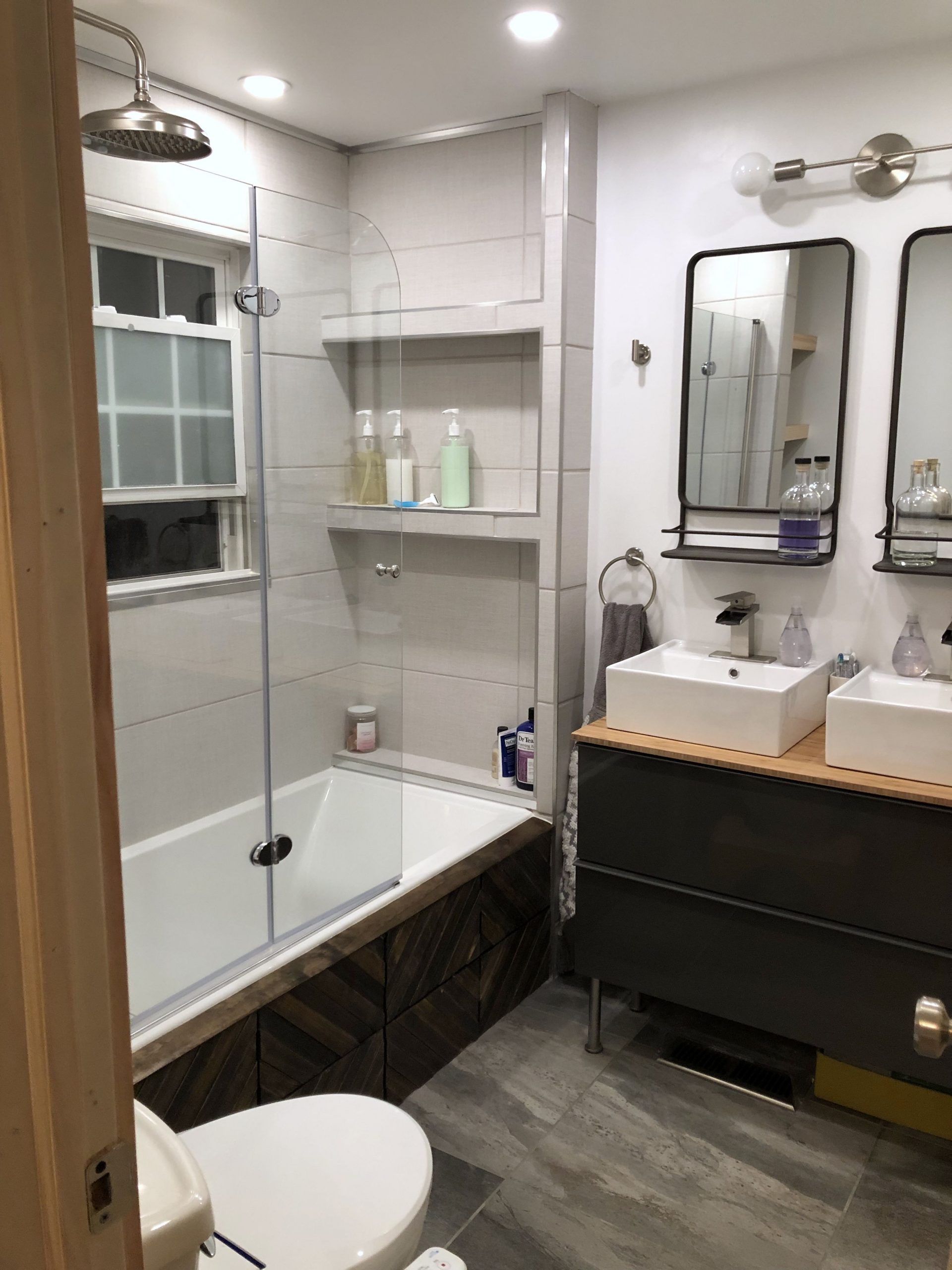 We Squeezed A Lot In This 75 X 8 Bathroom That We Framed inside measurements 3024 X 4032