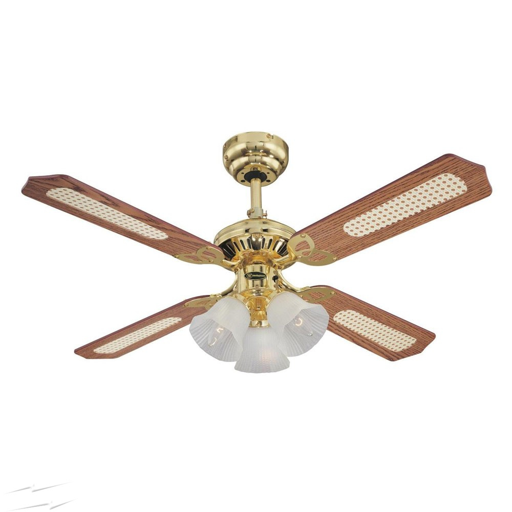 Westinghouse Ceiling Fan Princess Trio 105cm 42 In Polished Brass With 4 Reversible Oakmahogany Blades And 3 Lights for measurements 1000 X 1000