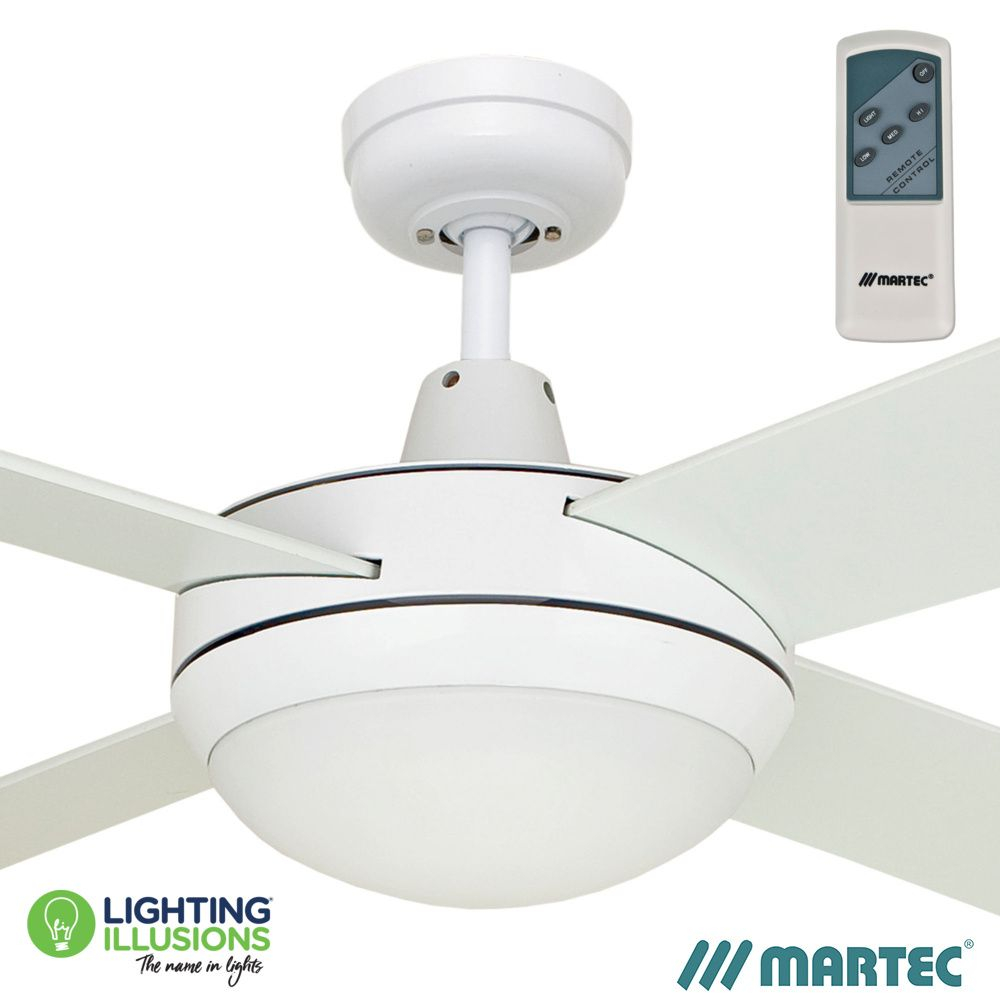 White Martec Lifestyle 52 Ceiling Fan With 2 X E27 Light Premier Remote with regard to size 1000 X 1000