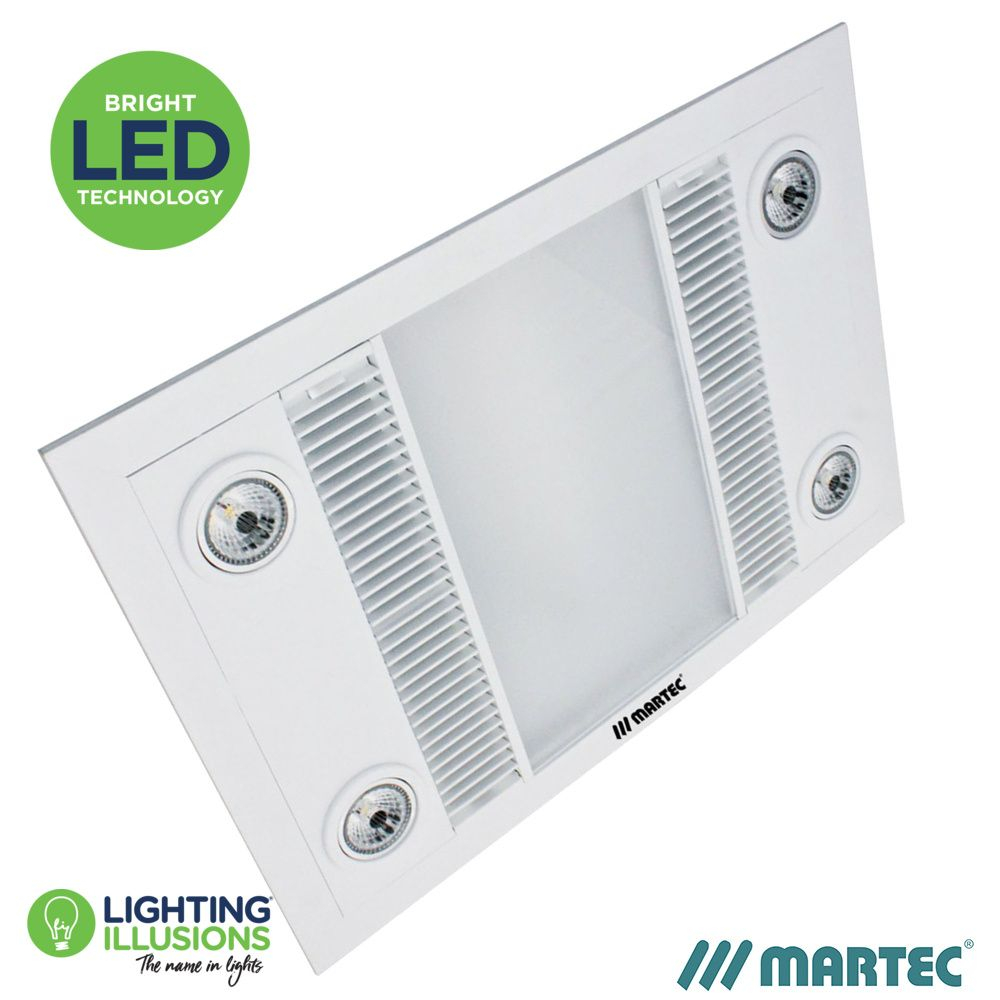 White Martec Linear Bathroom 3 In 1 High Extraction Exhaust Fan With Led Light throughout dimensions 1000 X 1000