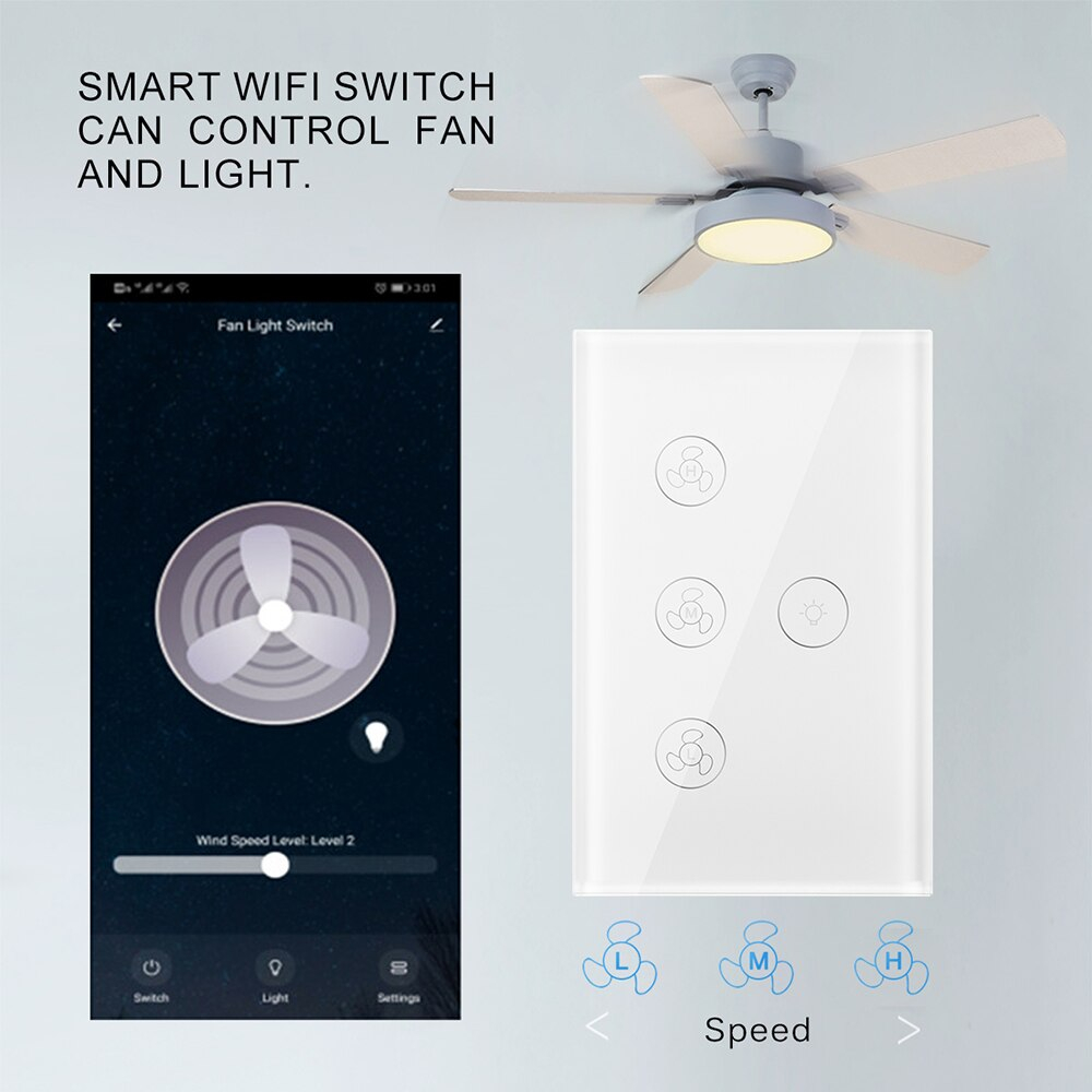 Wifi Smart Ceiling Fan Light Wall Switch Life Tuya App Remote Various Speed Control Interruptor Compatible For Alexa Google Home pertaining to measurements 1000 X 1000