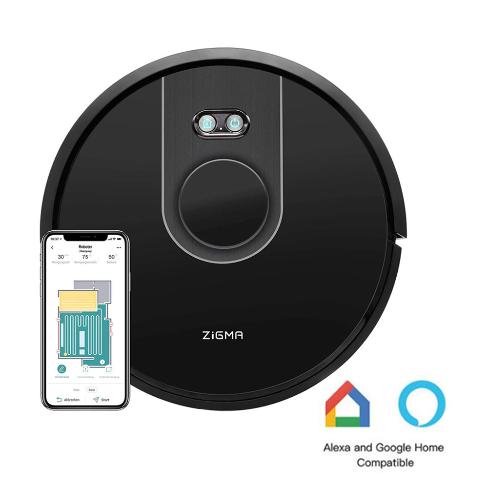 Zigma Spark 2 In 1 Sweeping Mopping Robot Vacuum Cleaner Lds App Control Alexa Google Black within sizing 1000 X 1000